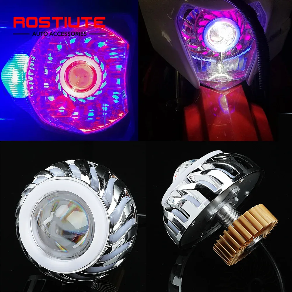 Universal Motorcycle Led Headlight Projector - Phares de Moto Double yeux d'ange