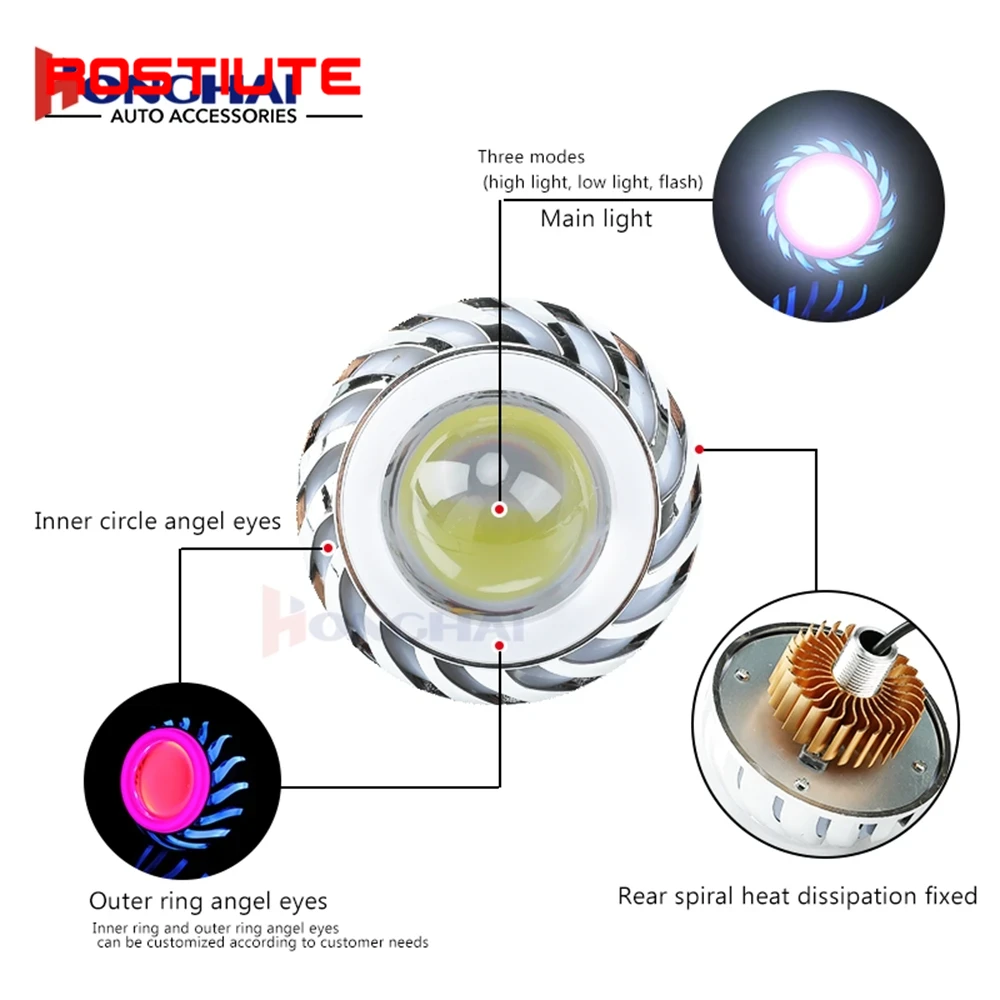 Phares de Moto Double yeux d'a - Universal Motorcycle Led Headlight Projector avis et prix