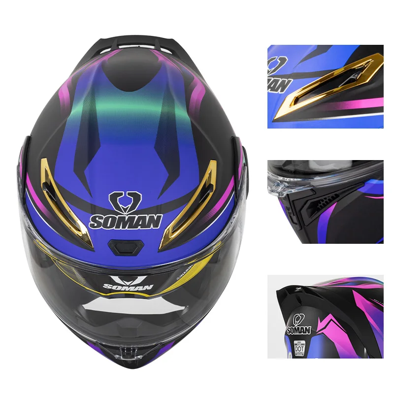 SOMAN Casque intégral double l - Dual Visor Motorcycle Racing Helmet avis et prix